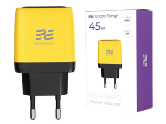 Ładowarka sieciowa Encore Energy GaN QC PD USB-A 18W USB-C 45W MD-4583RD