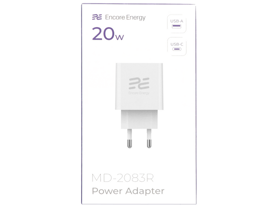 Ładowarka sieciowa Encore Energy PD 3.0 Quick Charge 4.0 USB-A USB-C 20W adapter MD-2083R
