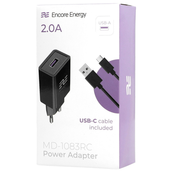 Ładowarka sieciowa Encore Energy USB-A 10W + kabel USB-C ładowarka uniwersalna MD-1083RC