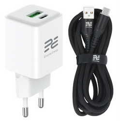 Ładowarka sieciowa GaN 30W USB-A USB-C QC PD Encore Energy MD-3083Z + kabel USB-A USB-C 2m