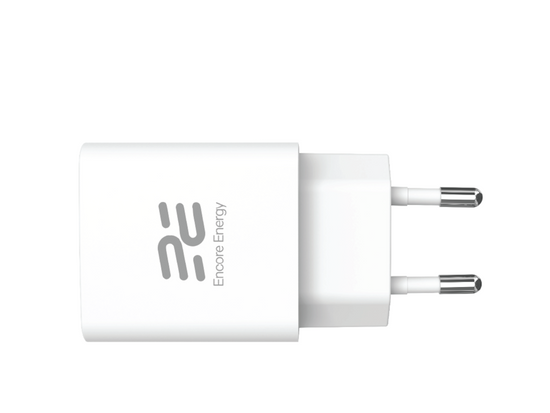 Ładowarka sieciowa Encore Energy GaN QC PD USB-A 18W USB-C 25W MD-2583R + kabel 2x USB-C 50cm