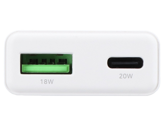Ładowarka sieciowa SLIM GaN 20W USB-A USB-C QC PD Encore Energy MD-2083ZA + kabel USB-A USB-C 2m