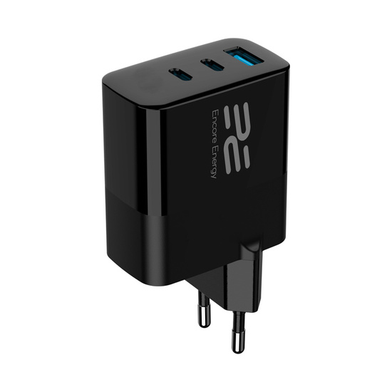 Ładowarka sieciowa Encore Energy GaN QC 4+ PD 3.0 USB-A USB-C x2 65W MD-6583R wyświetlacz + Kabel USB Encore Energy 2m