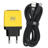 Ładowarka sieciowa Encore Energy GaN QC PD USB-A 18W USB-C 45W MD-4583RD + kabel USB-A USB-C 2m