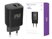 Ładowarka sieciowa Encore Energy GaN QC 4+ PD 3.0 USB-A USB-C 45W GaN-4583R + kabel USB-A USB-C 2m