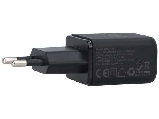 Ładowarka sieciowa Encore Energy USB-A USB-C 12W adapter MD-1283R
