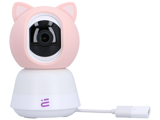 Inteligentna obrotowa kamera niania WiFi FHD wykrywanie płaczu kołysanki + monitor Encore View Baby Guard Pink