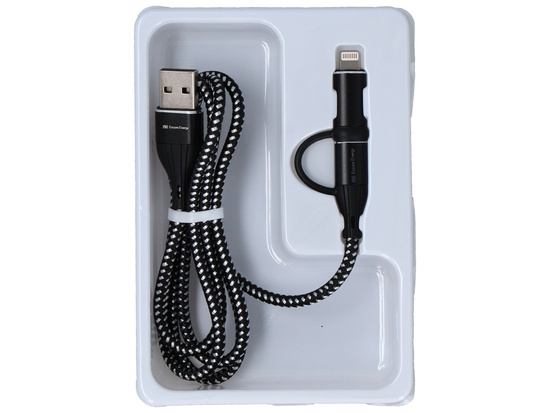 Kabel Encore Energy 4w1 USB-C USB-A Lightning 3A przewód QC PD 60W do ładowania i transferu danych 100 cm braided EE115