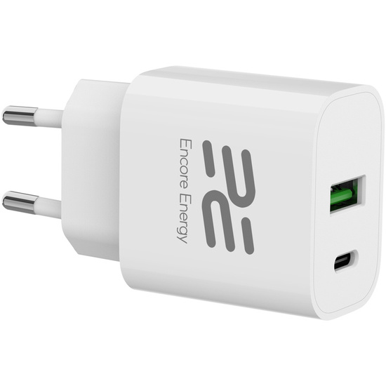Ładowarka sieciowa Encore Energy PD 3.0 Quick Charge 4.0 USB-A USB-C 20W adapter MD-2083R + Kabel Encore Energy USB 2m