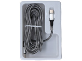 Kabel Encore Energy USB-C x2 3A przewód QC PD 60W do ładowania i transferu danych 300 cm braided czarno-biały EE118-CC