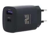 Ładowarka sieciowa Encore Energy GaN QC 4+ PD 3.0 USB-A USB-C 45W GaN-4583R + kabel USB-A USB-C 2m