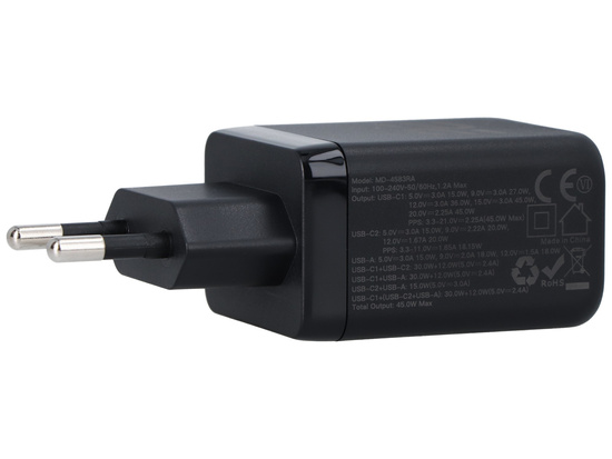 Ładowarka sieciowa 45W USB-A + 2x USB-C QC PPS PD Encore Energy MD-4583RA