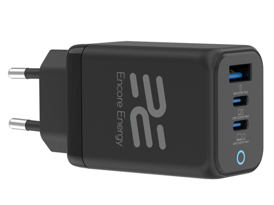Ładowarka sieciowa 65W USB-A + 2x USB-C QC PPS PD Encore Energy MD-6583RA