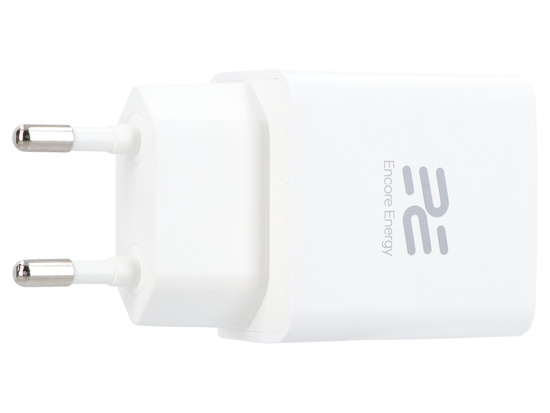 Ładowarka sieciowa Encore Energy GaN QC PD USB-A 18W USB-C 25W MD-2583R + kabel USB-A USB-C 2m