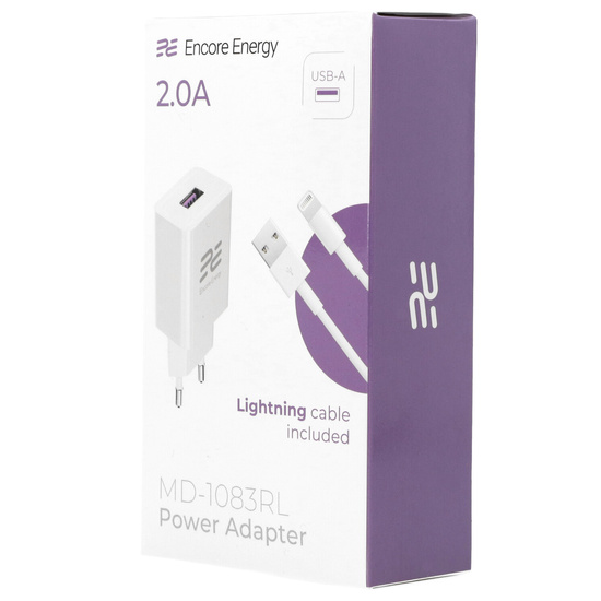 Ładowarka sieciowa Encore Energy USB-A 10W + kabel Lightning ładowarka uniwersalna MD-1083RL