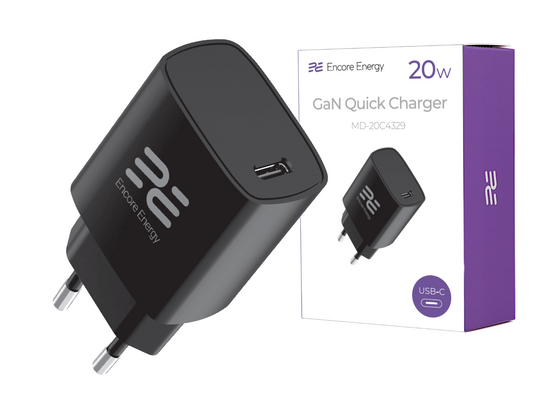 Ładowarka sieciowa GaN 20W USB-C QC PD Encore Energy MD-20C4329