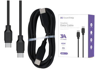 Kabel Encore Energy USB-C 3A przewód QC PD 60W do ładowania i transferu danych 100 cm czarny EE40-CC