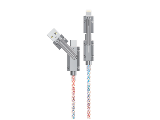 Kabel Encore Energy 4w1 USB-C USB-A Lightning przewód QC PD 3A 60W do ładowania i transferu danych 100 cm EE133