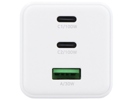 Ładowarka sieciowa Encore Energy GaN QC PD 1x USB-A 30W 2x USB-C 100W MD-10083Z + kabel USB-A USB-C 2m