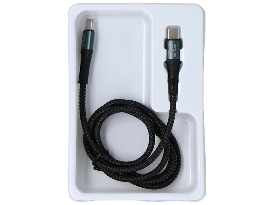 Kabel Encore Energy USB-C x2 3A przewód QC PD 60W do ładowania i transferu danych 100 cm braided czarny EE103-CC