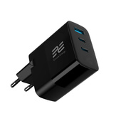 Ładowarka sieciowa Encore Energy GaN QC 4+ PD 3.0 USB-A USB-C x2 65W MD-6583R z wyświetlaczem